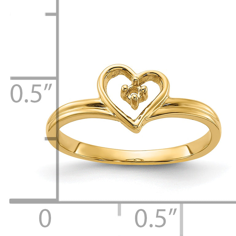 14k Polished .03ct. Diamond Heart Ring Mounting (No Stone Included)