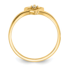 14k Polished AA Diamond heart ring