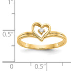 14k Polished AA Diamond heart ring