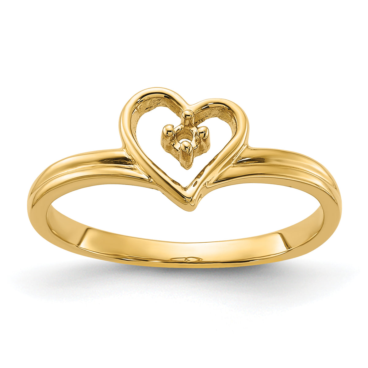 14k Polished .03ct. Diamond Heart Ring Mounting (No Stone Included)
