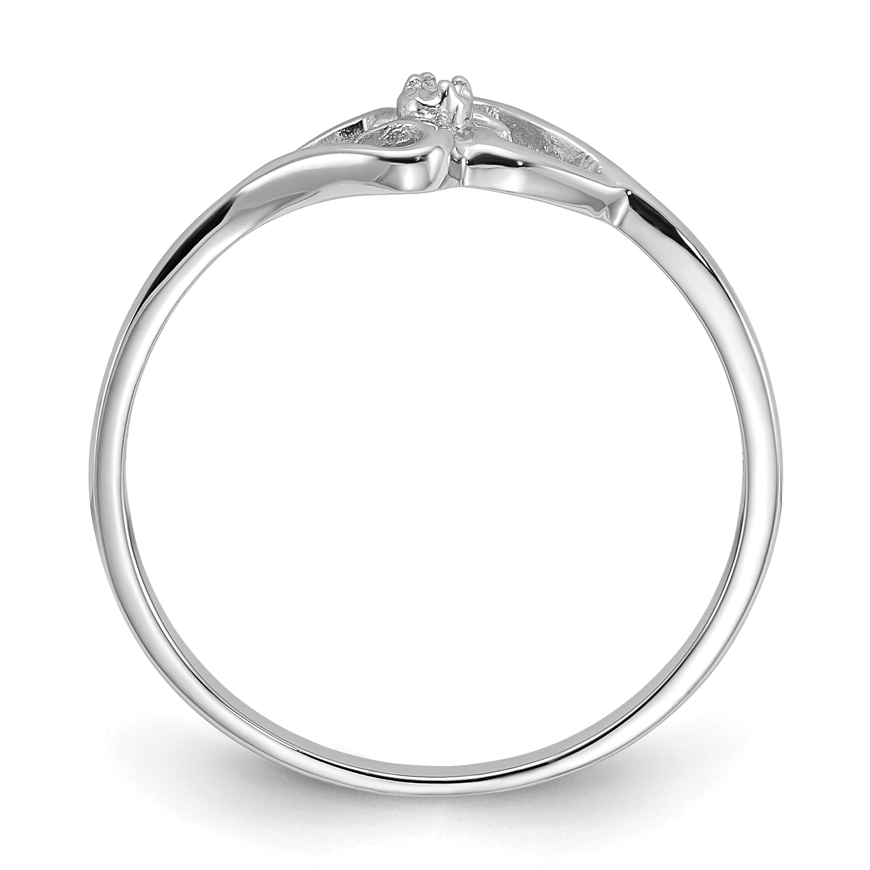 14k White Gold Polished Heart Ring Mounting (No Stone Included)