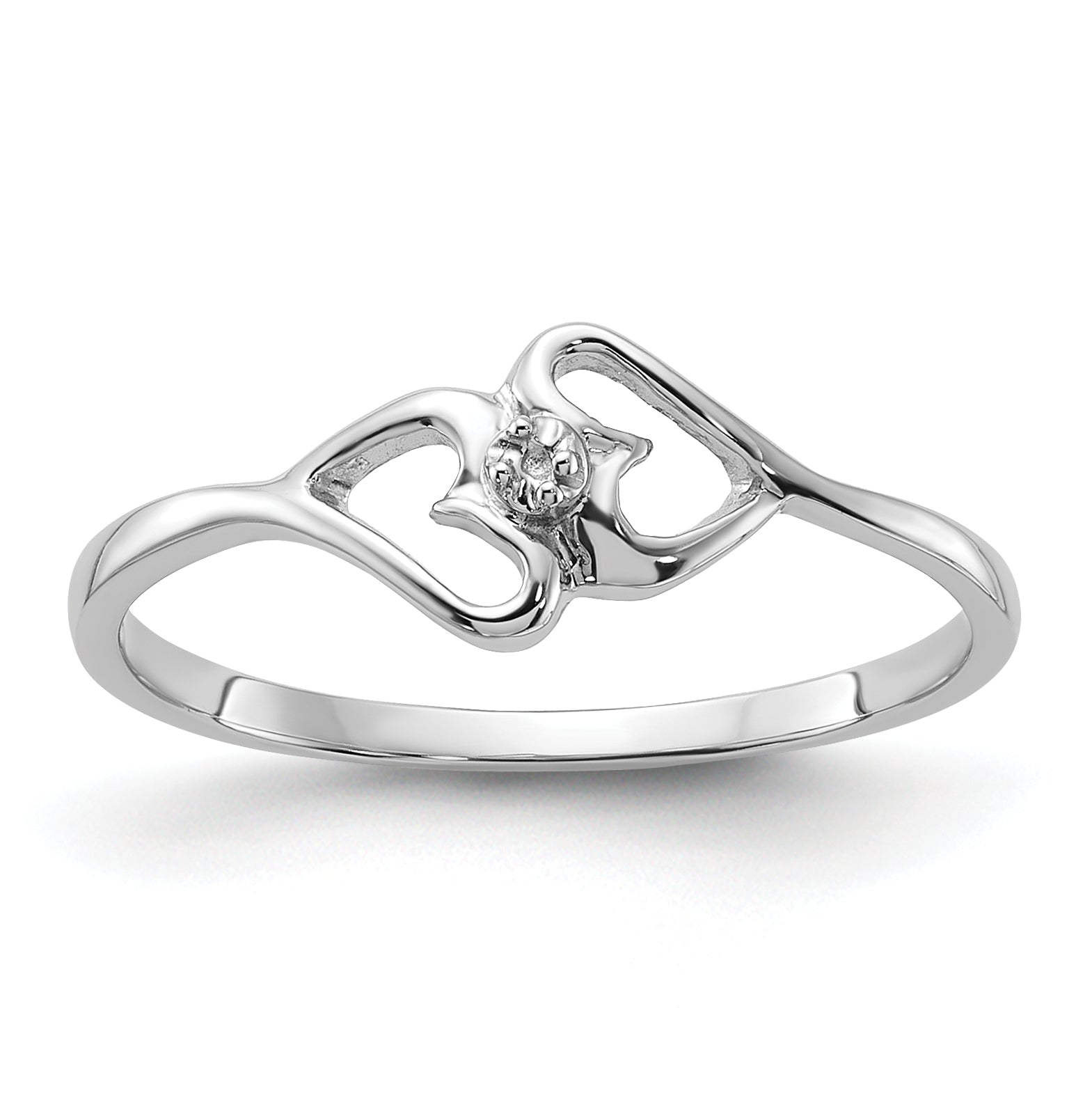 14k White Gold Polished Heart Ring Mounting (No Stone Included)