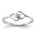 14k White Gold Polished Heart Ring Mounting (No Stone Included)
