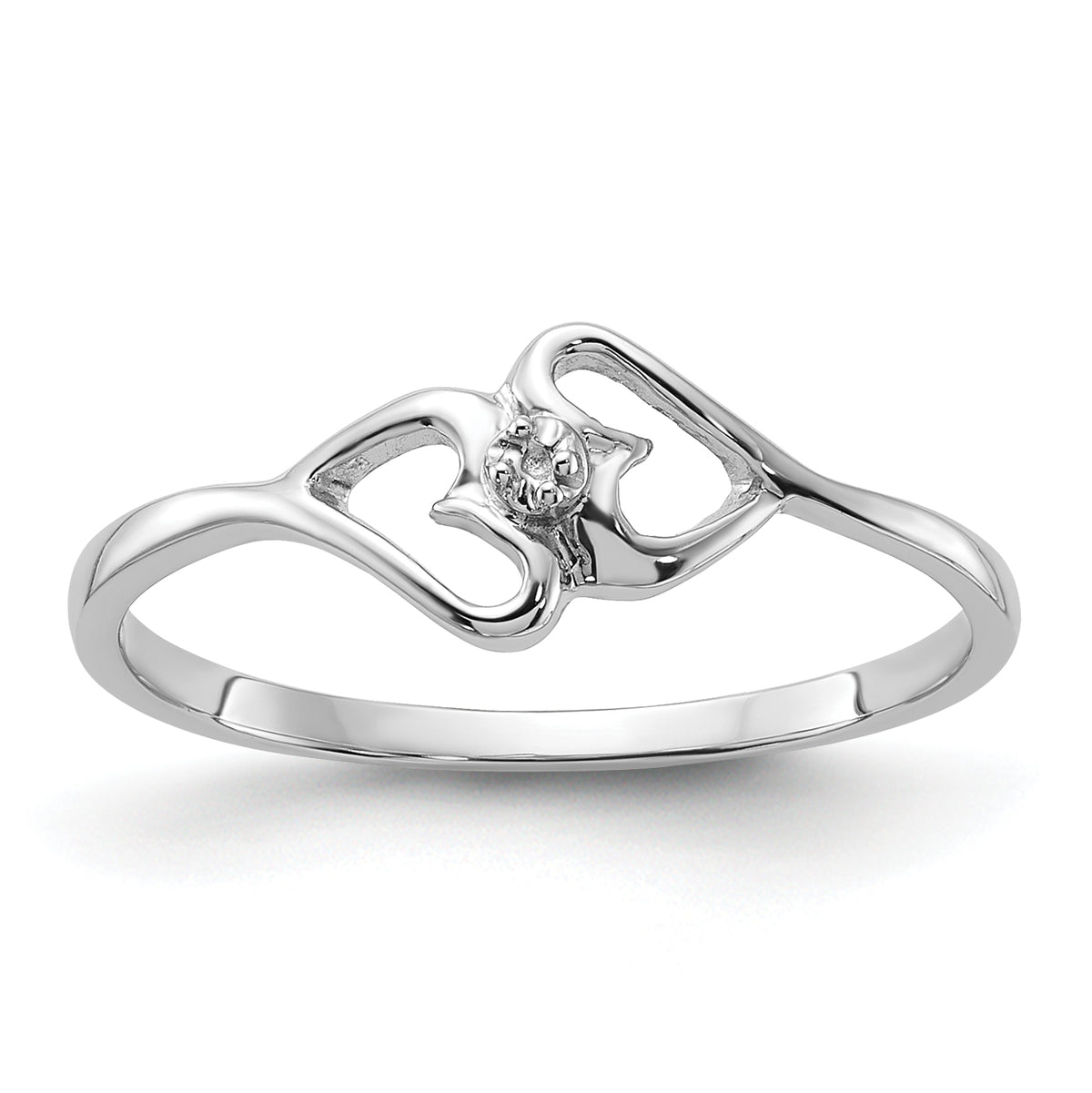 14k White Gold Polished Heart Ring Mounting (No Stone Included)