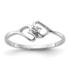 14k White Gold Polished Heart Ring Mounting (No Stone Included)