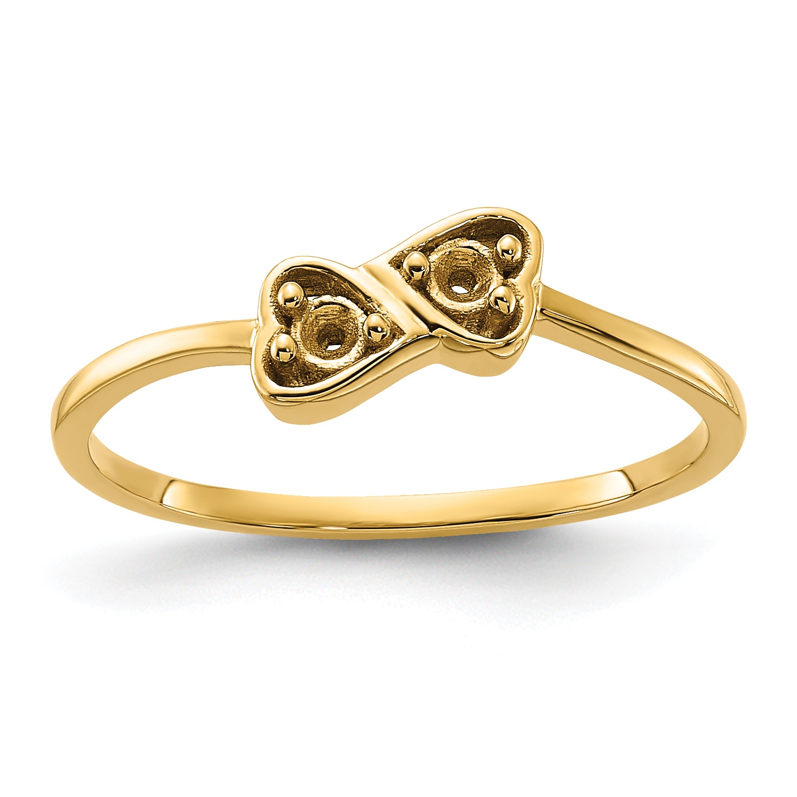 14k Polished .05ct. Diamond Heart Ring Mounting (No Stone Included)