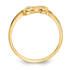14k Polished AA Diamond heart ring