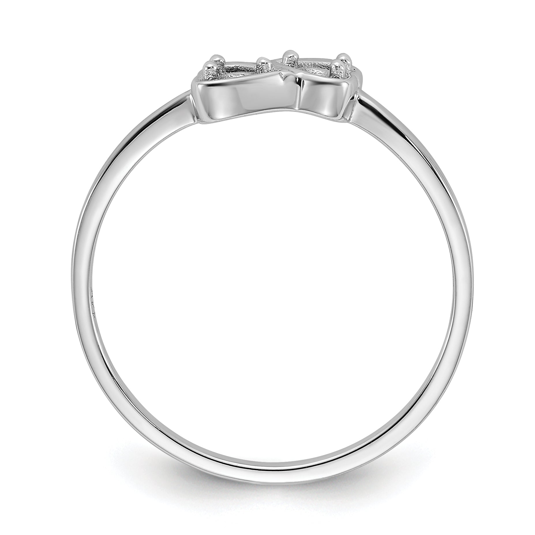 14k White Gold Polished Heart Ring Mounting (No Stone Included)