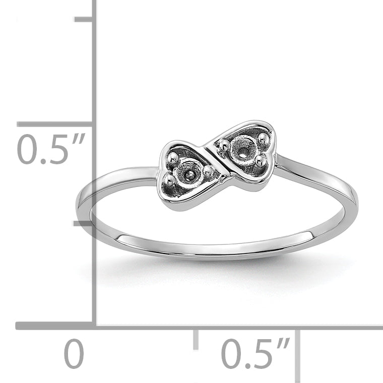 14k White Gold Polished Heart Ring Mounting (No Stone Included)