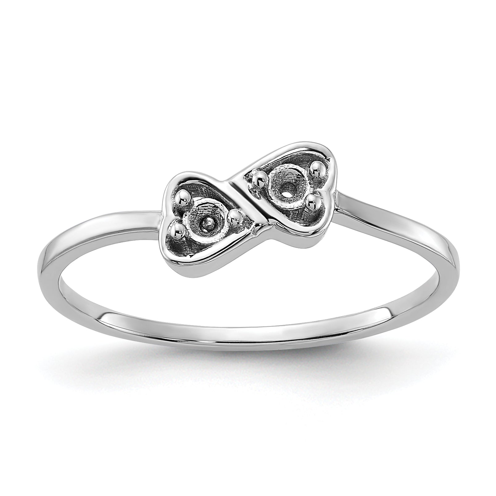 14k White Gold Polished Heart Ring Mounting (No Stone Included)