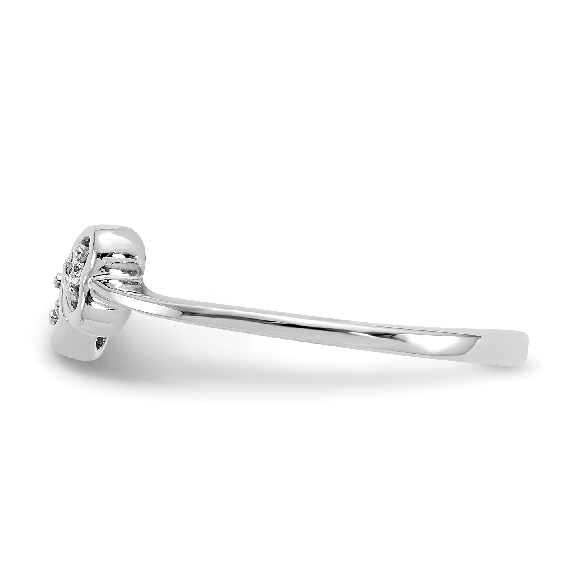 14k White Gold Polished AA Diamond Heart Ring