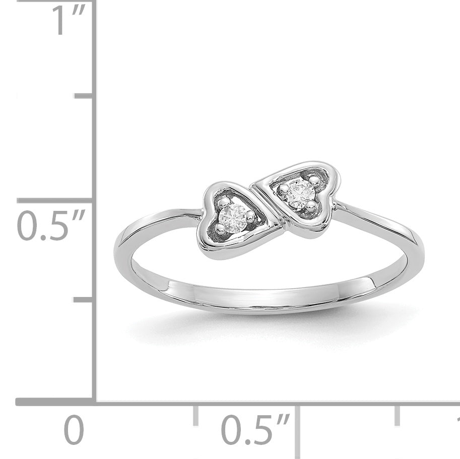 14k White Gold Polished AA Diamond Heart Ring