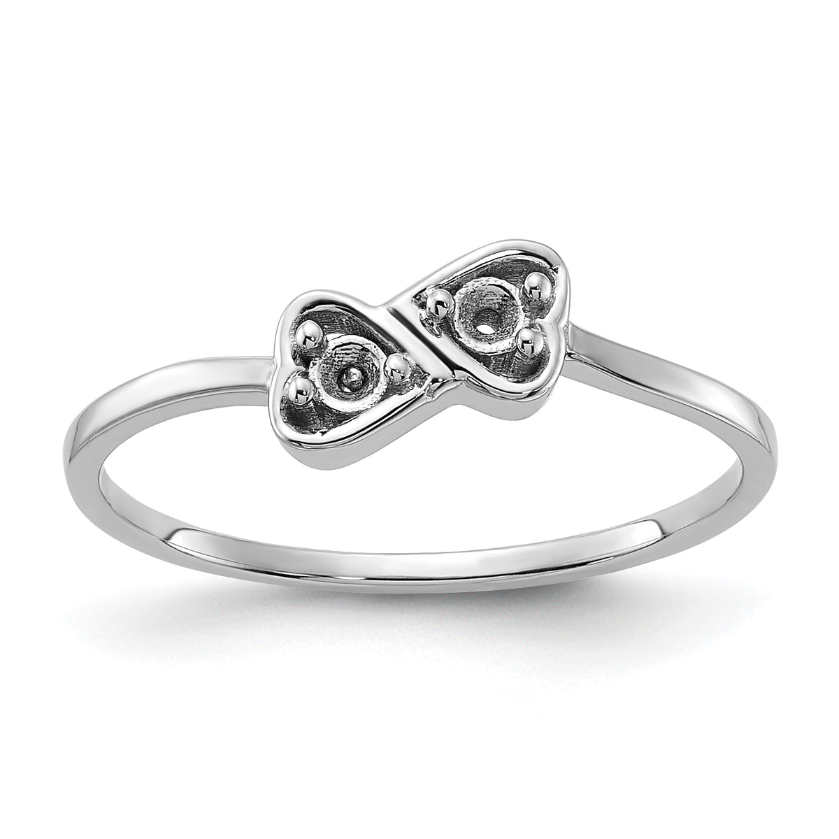 14k White Gold Polished Heart Ring Mounting (No Stone Included)