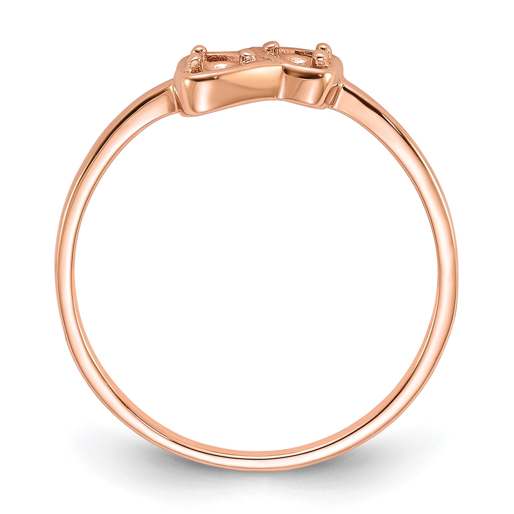 14k Rose Gold Polished .05ct. Diamond Heart Ring Mounting (No Stone Included)