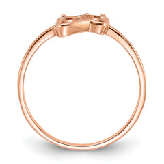 14k Rose Gold Polished .05ct. Diamond Heart Ring Mounting (No Stone Included)