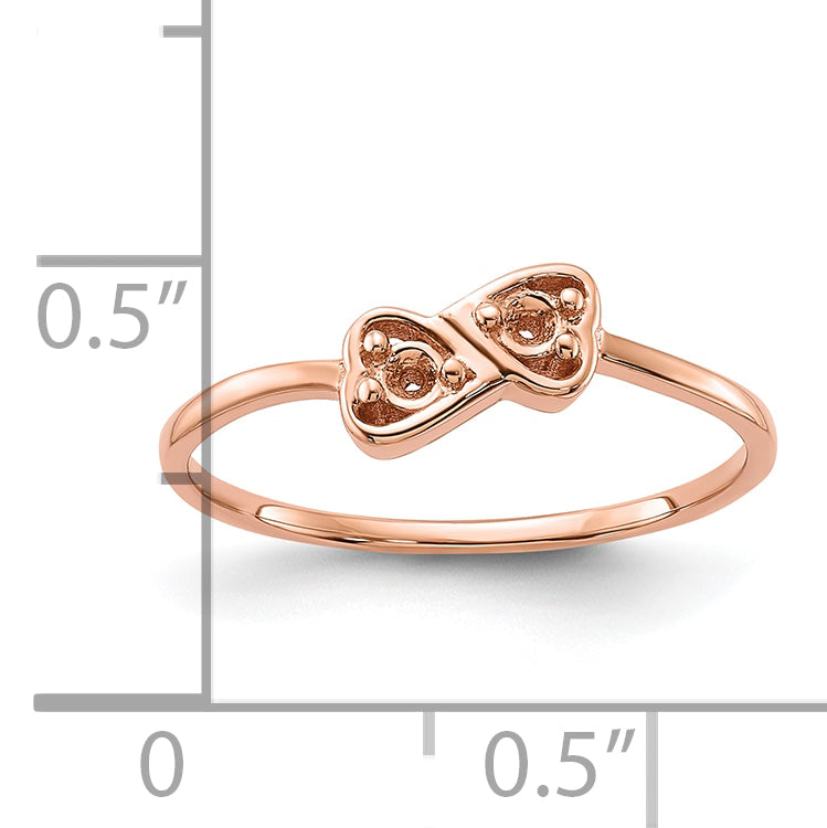14k Rose Gold Polished .05ct. Diamond Heart Ring Mounting (No Stone Included)
