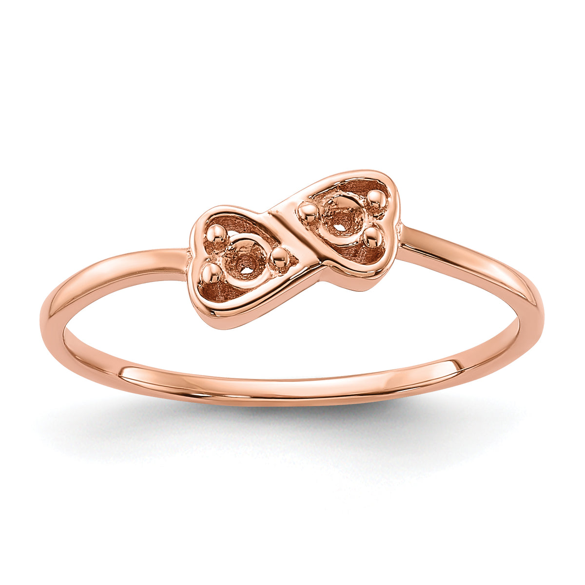 14k Rose Gold Polished .05ct. Diamond Heart Ring Mounting (No Stone Included)