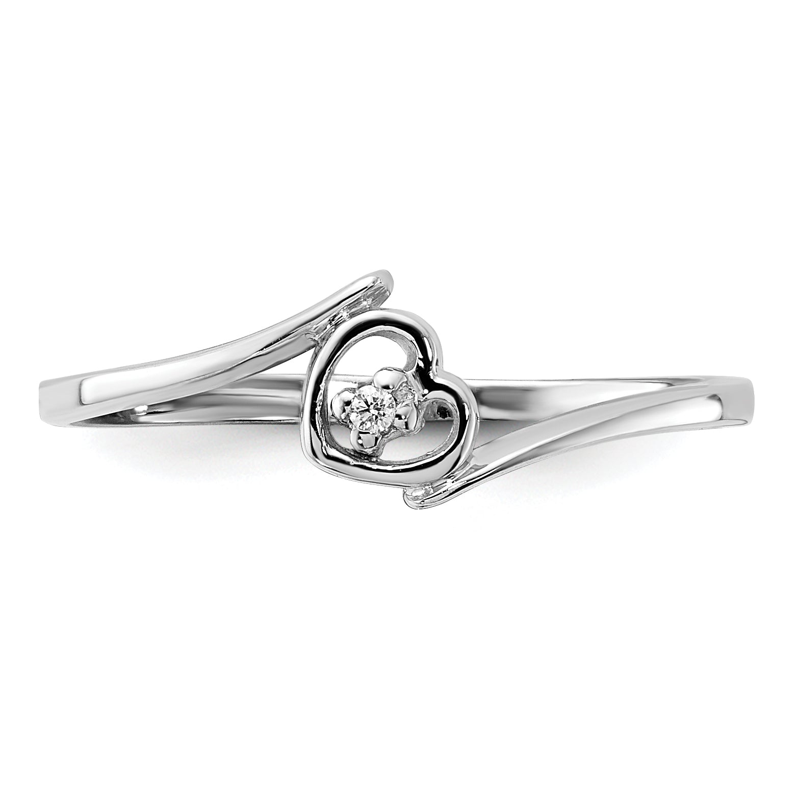 14k White Gold AA Diamond heart ring