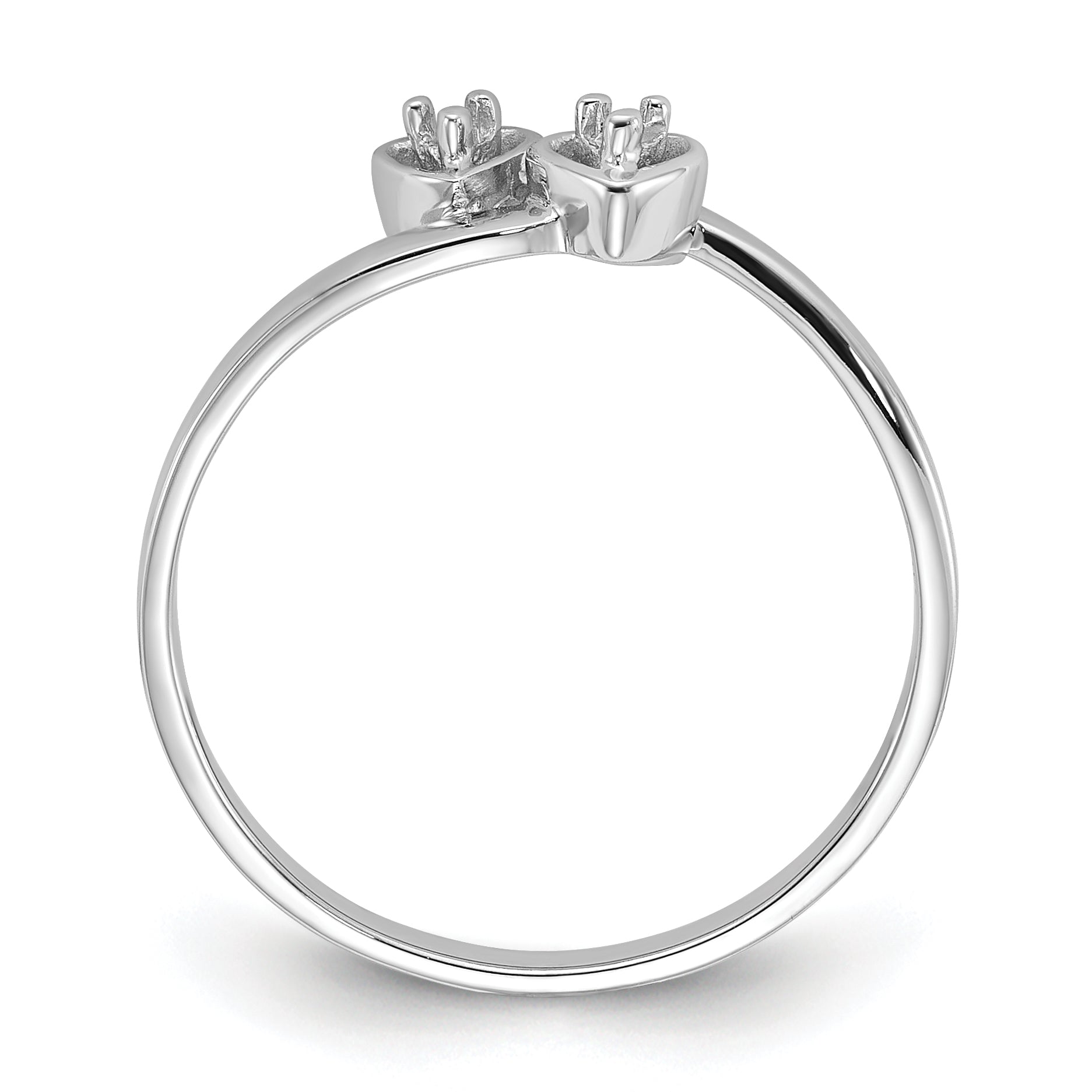 14k White Gold Polished .02ct. Diamond Heart Ring Mounting (No Stone Included)