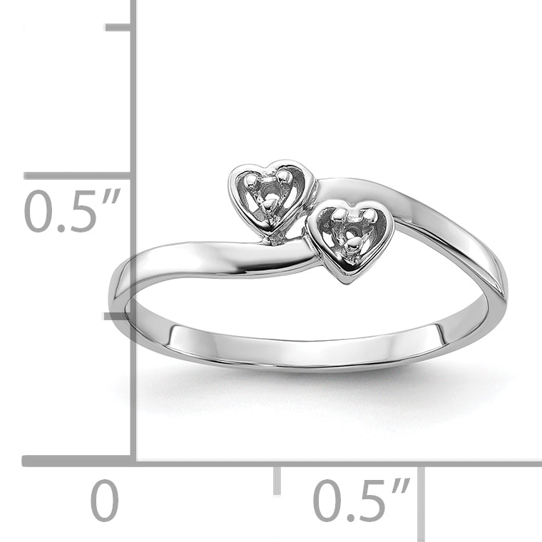 14k White Gold Polished .02ct. Diamond Heart Ring Mounting (No Stone Included)
