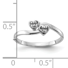 14k White Gold Polished .02ct. Diamond Heart Ring Mounting (No Stone Included)