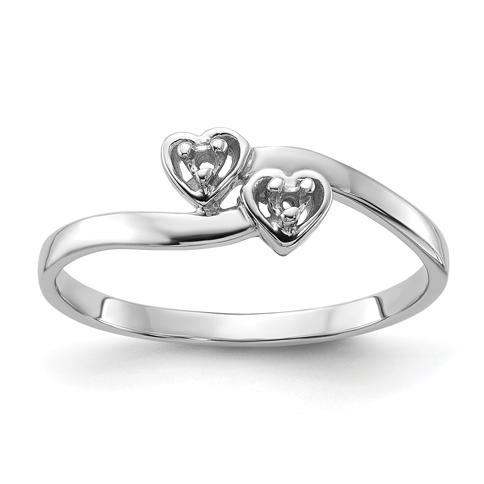 14k White Gold Polished .02ct. Diamond Heart Ring Mounting (No Stone Included)