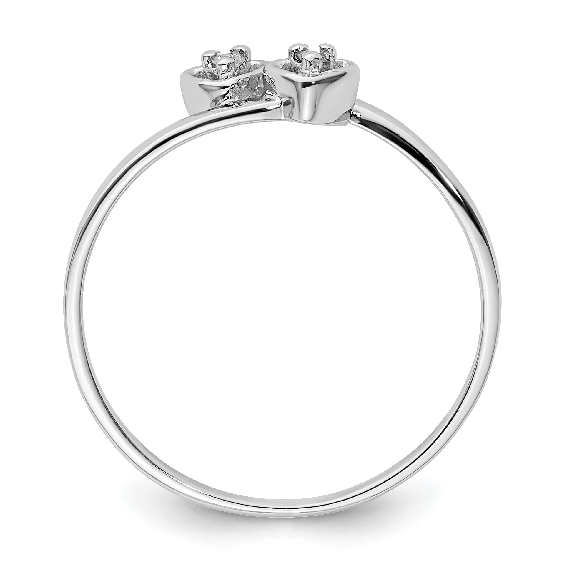 14k White Gold Polished AA Diamond heart ring Secondary image