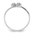 14k White Gold Polished AA Diamond heart ring