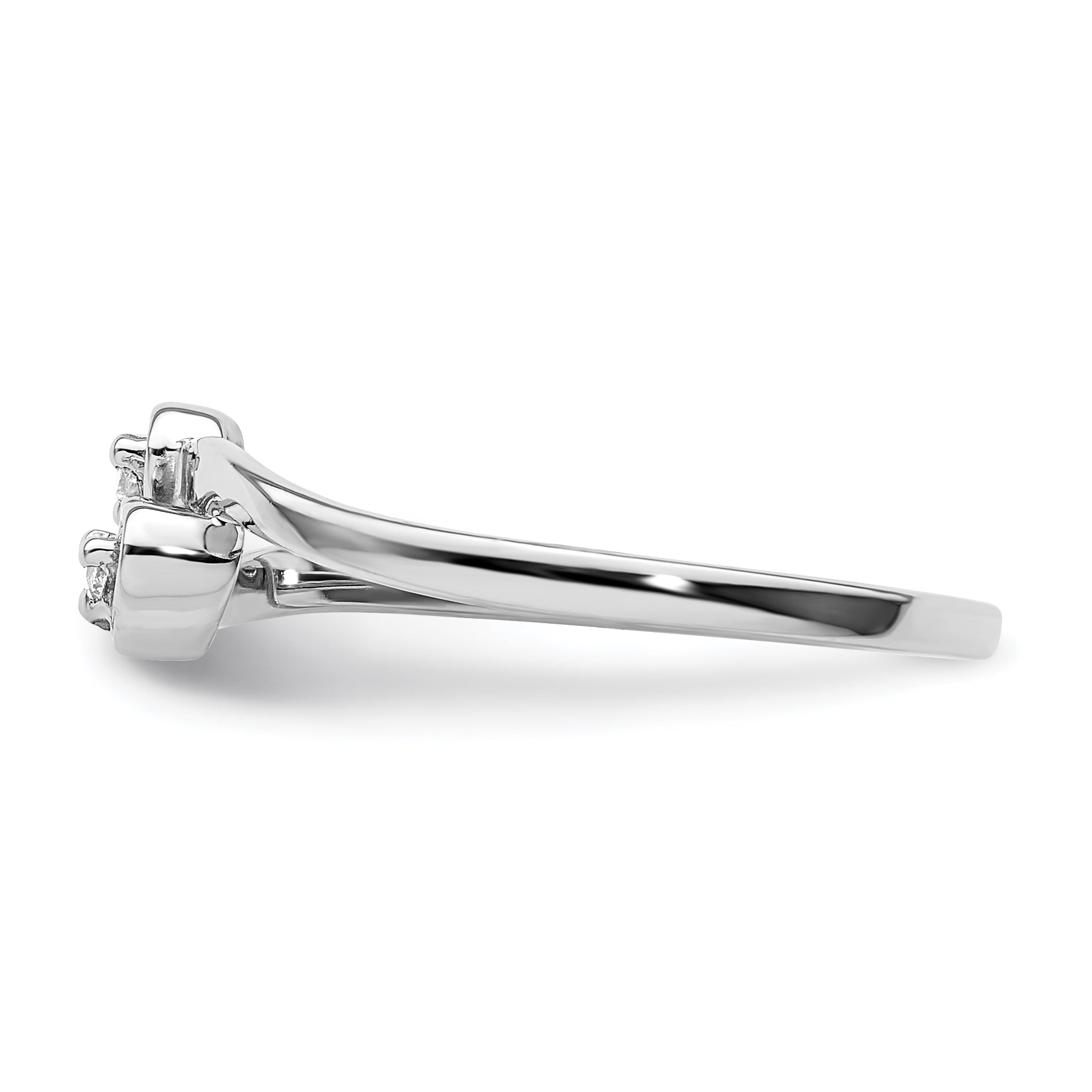 14k White Gold Polished AA Diamond heart ring
