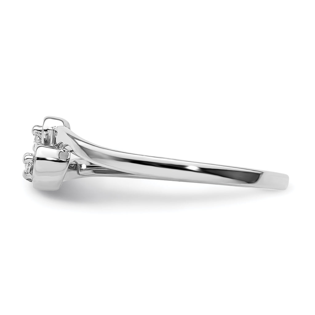 14k White Gold Polished AA Diamond heart ring