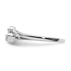 14k White Gold Polished AA Diamond heart ring