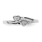 14k White Gold Polished AA Diamond heart ring