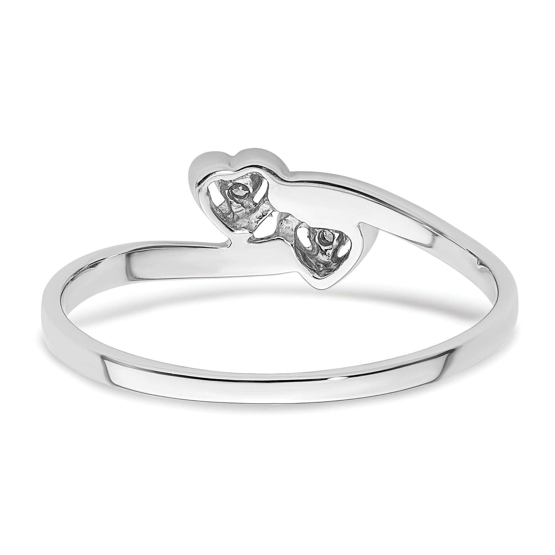 14k White Gold Polished AA Diamond heart ring