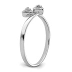 14k White Gold Polished AA Diamond heart ring
