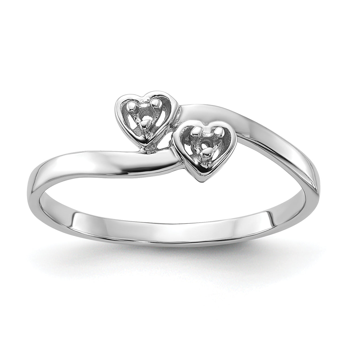 14k White Gold Polished .02ct. Diamond Heart Ring Mounting (No Stone Included)