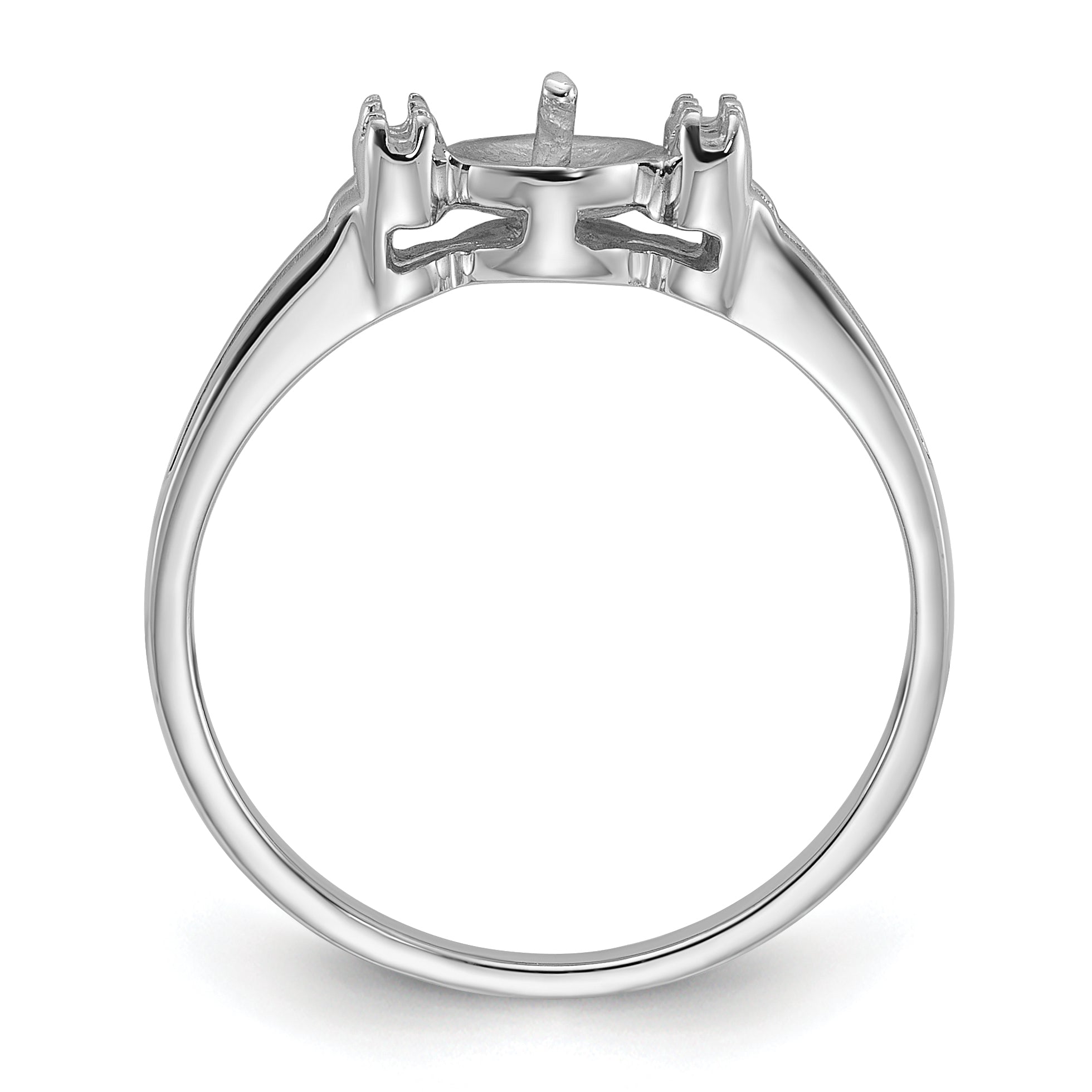 14k White Gold Polished Diamond & Pearl Ring Mounting (No Stone Included) Secondary image