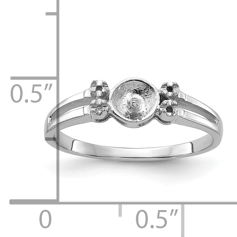 14k White Gold Polished Diamond & Pearl Ring Mounting (No Stone Included)