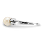 14k White Gold 6mm FW Cultured Pearl AA Diamond ring