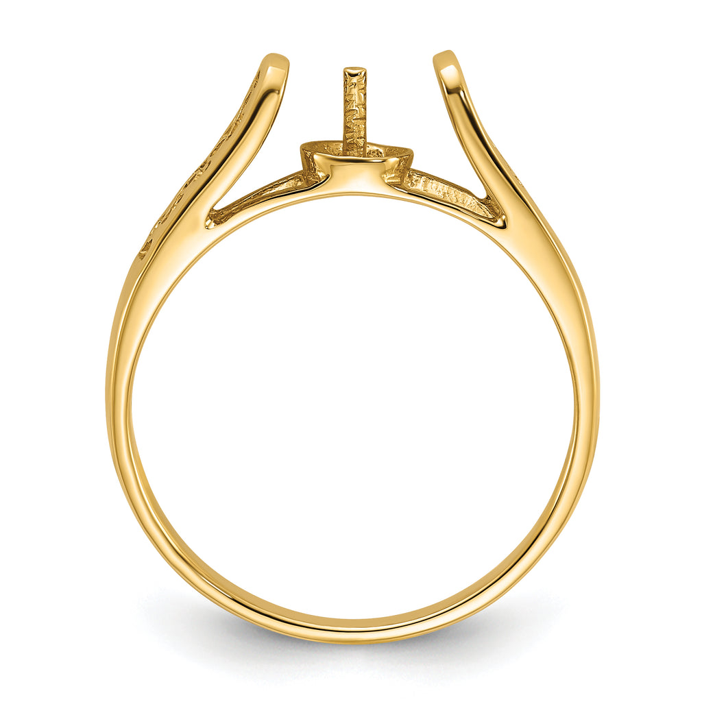 14k Polished Pearl Filigree Ring Mounting (No Stone Included)