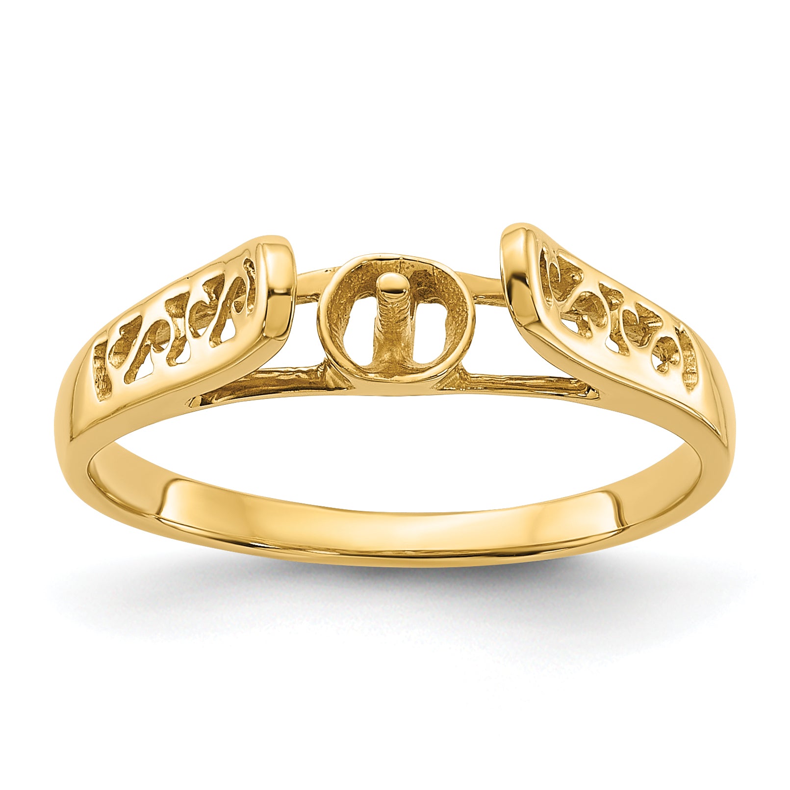 14k Polished Pearl Filigree Ring Mounting (No Stone Included) Main image