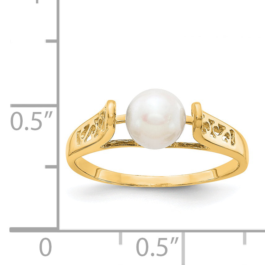 14k 6mm FW Cultured Pearl ring Main image