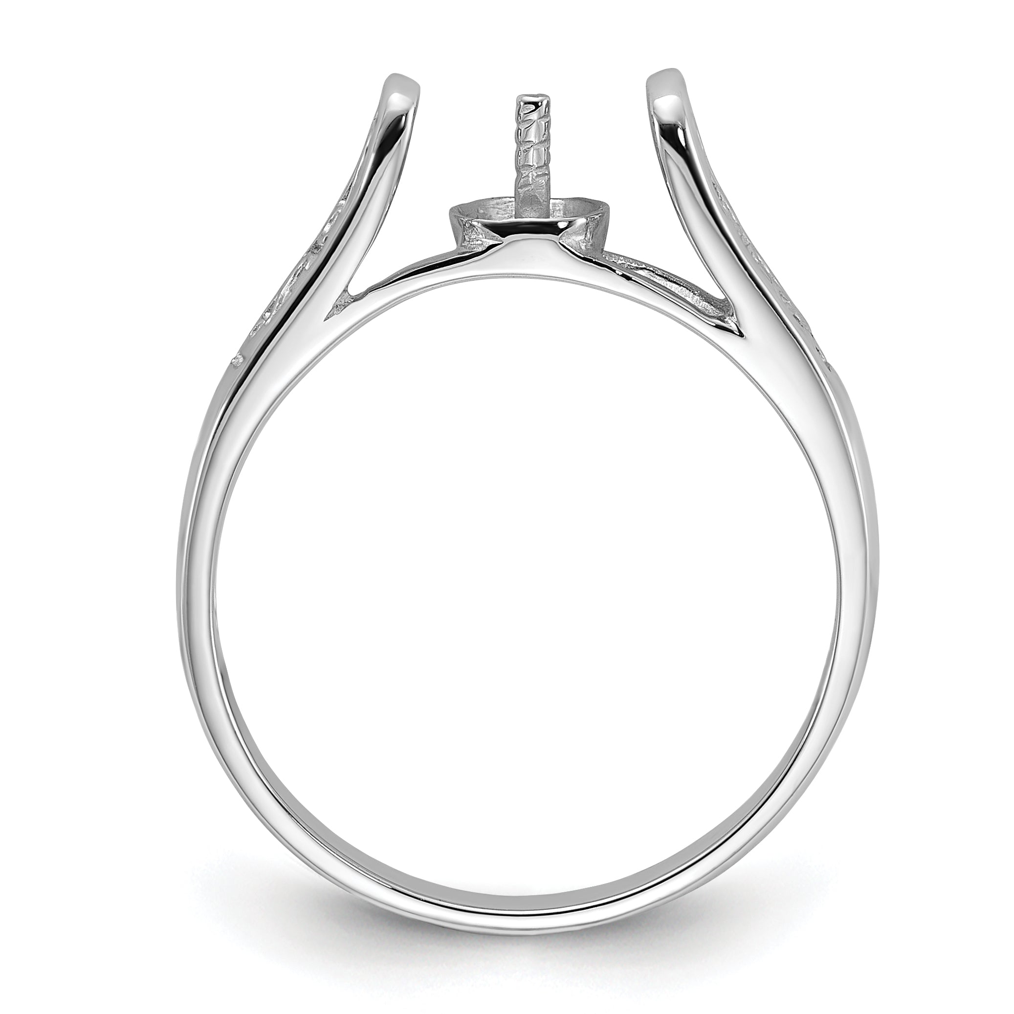 14k White Gold Polished Pearl Filigree Ring Mounting (No Stone Included)