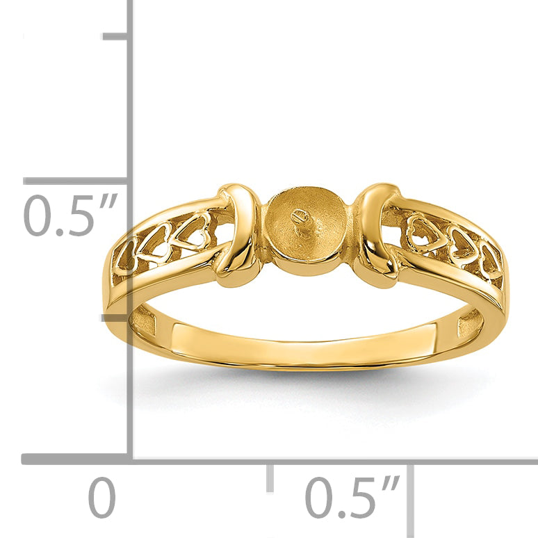 14k Polished Pearl Heart Ring Mounting (No Stone Included)