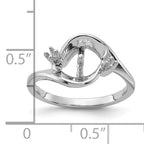 14k White Gold Polished Diamond & Pearl Ring Mounting (No Stone Included)