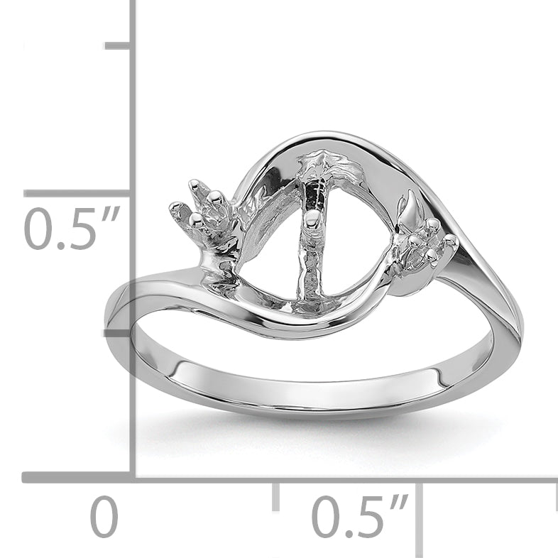 14k White Gold Polished Diamond & Pearl Ring Mounting (No Stone Included)