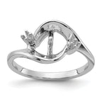 14k White Gold Polished Diamond & Pearl Ring Mounting (No Stone Included)