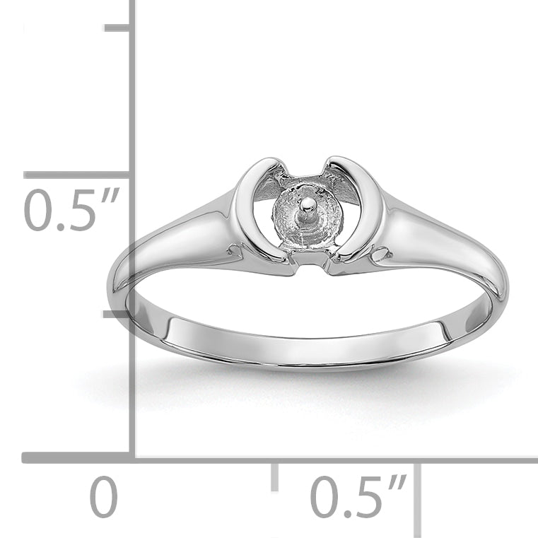 14k White Gold Polished Pearl Ring Mounting (No Stone Included)