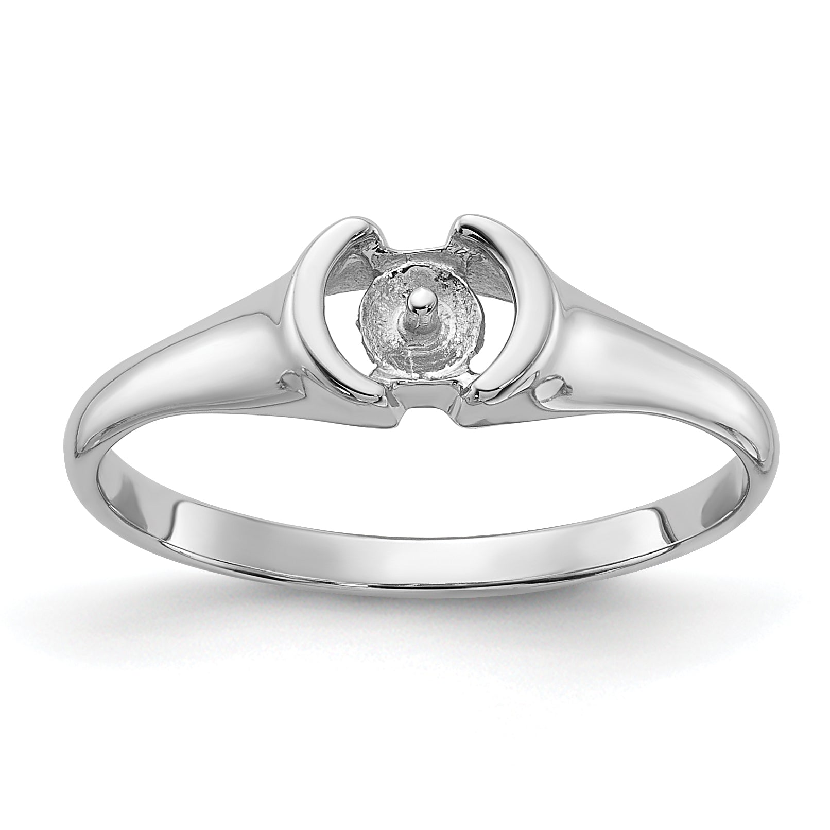 14k White Gold Polished Pearl Ring Mounting (No Stone Included) Main image