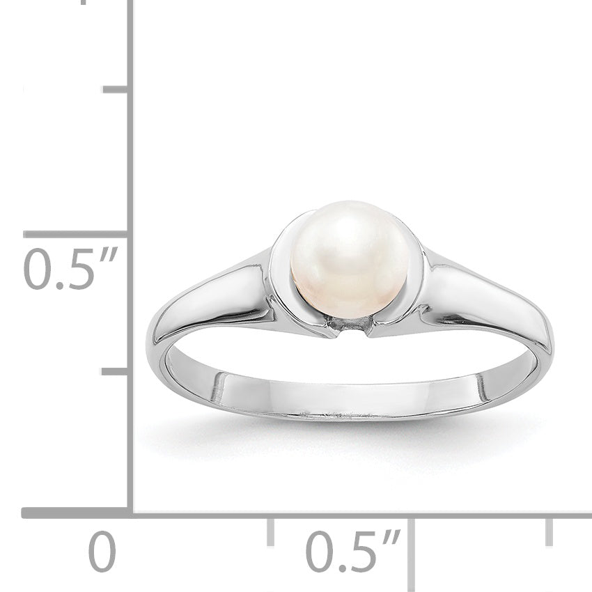 14k White Gold 5mm FW Cultured Pearl Ring