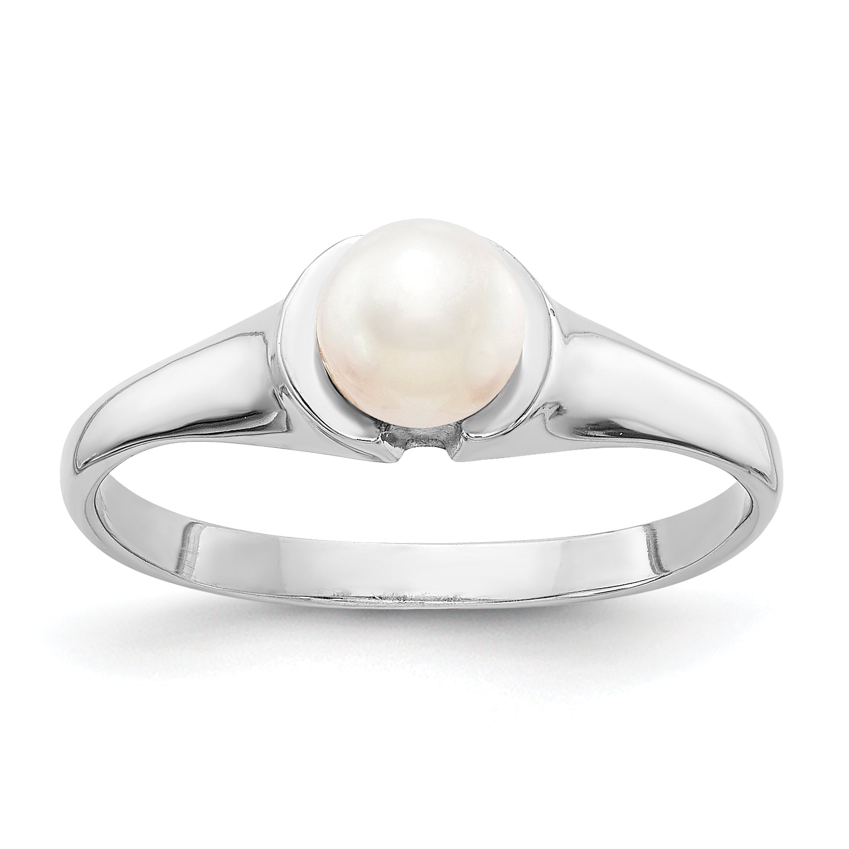 14k White Gold 5mm FW Cultured Pearl Ring Main image